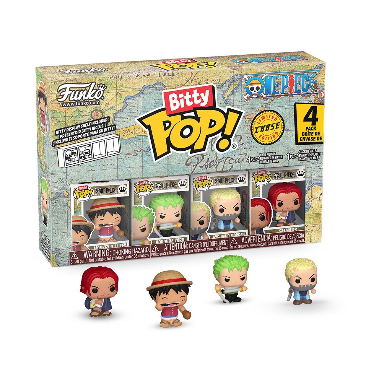 Blister 4 figuras Bitty POP One Piece Luffy